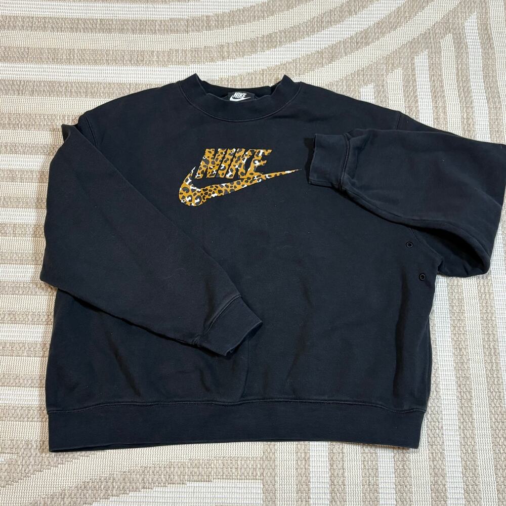 Nike Cheetah Print Pullover Jumper Black Women's Medium